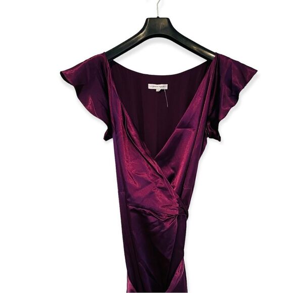 Joanna August Purple Satin Wrap Dress Size Large - Picture 4 of 9